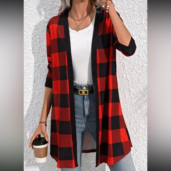 Nwt Casual buffalo plaid open cardigan - Picture 1 of 7